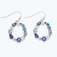 Silver & Blue Crystal Wreath Earrings