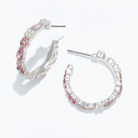 Blush Pink Crystal Open Hoop Earrings