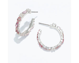 Blush Pink Crystal Open Hoop Earrings