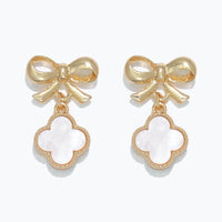 Bow and White Clover Earrings