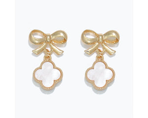 Bow and White Clover Earrings