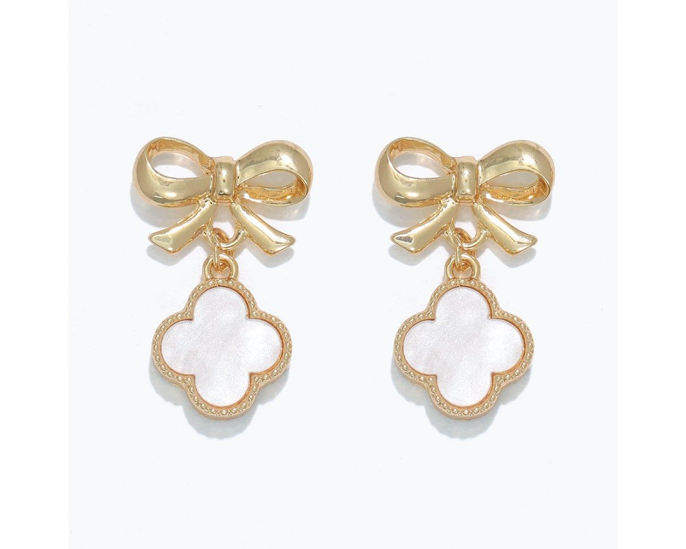 Bow and White Clover Earrings
