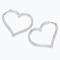 Silver Hinged Heart Hoop Earrings