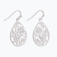 Silver Floral Drop Earrings