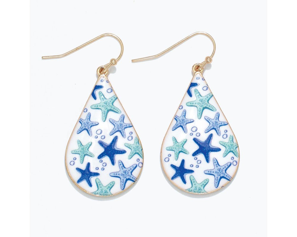 White and Blue Starfish Earrings