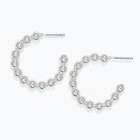 Silver Bead Hoop Earrings