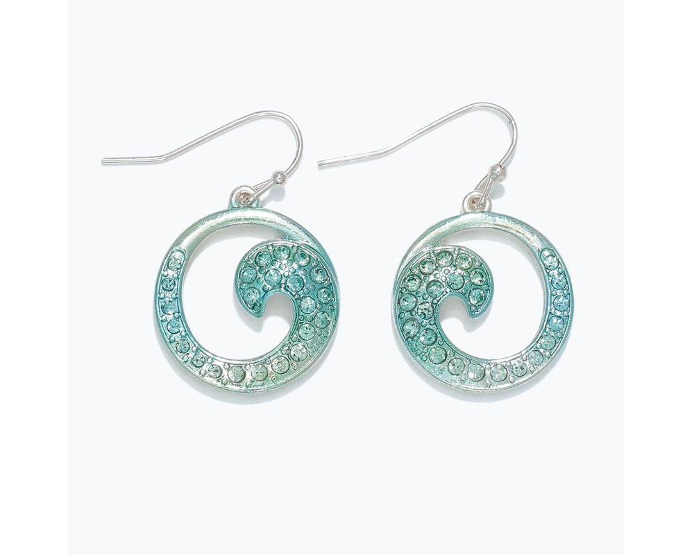 Aqua Metallic Open Waves Earrings