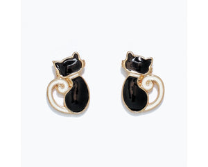 Black and White Cat Earrings