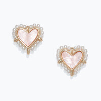 Pearl Heart Stud Earrings