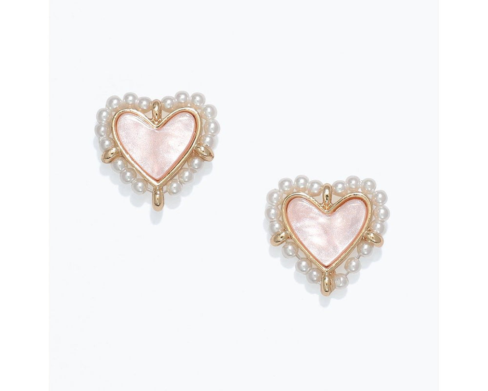 Pearl Heart Stud Earrings