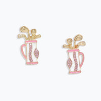 Pink and White Golf Bag Earrings