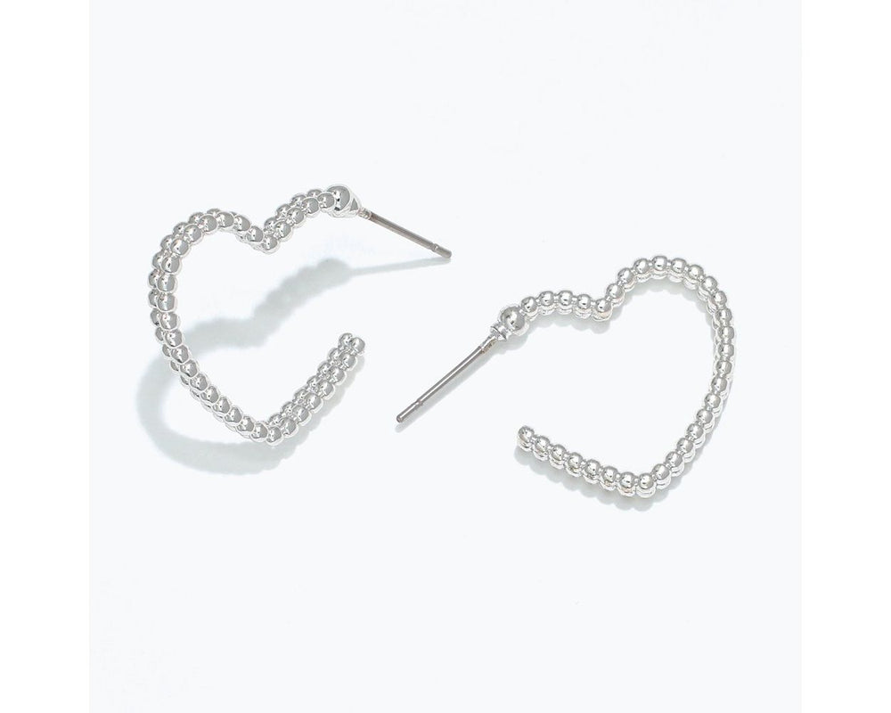 Beaded Heart Hoop Earrings