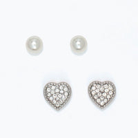 Pearls & Hearts Duo Stud Earrings