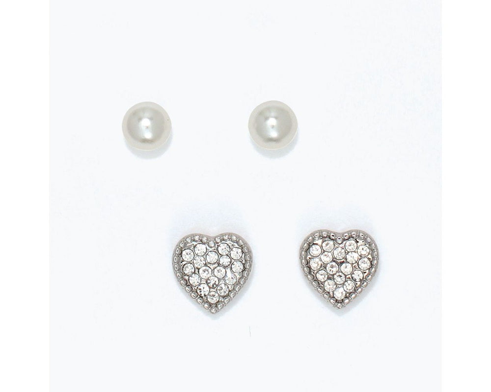 Pearls & Hearts Duo Stud Earrings