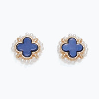 Blue Clover Stud Earrings