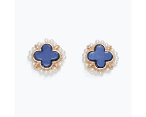 Blue Clover Stud Earrings