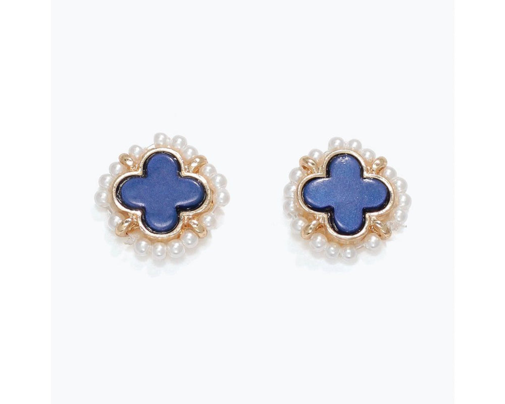 Blue Clover Stud Earrings