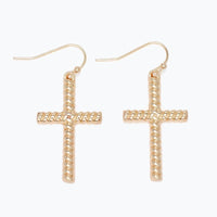 Gold Twist Cross Earrings