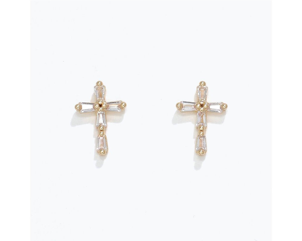 Crystal Cross Earrings