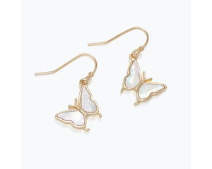 White & Gold Butterfly Earrings