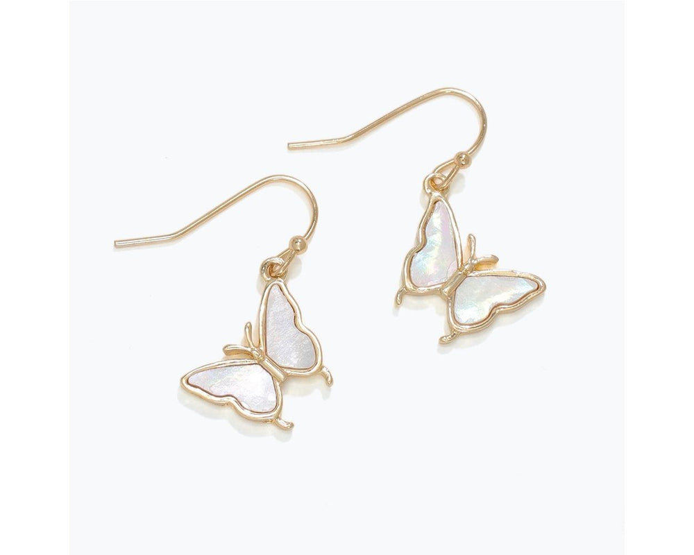 White & Gold Butterfly Earrings