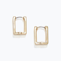 Gold Rectangle Huggie Earrings