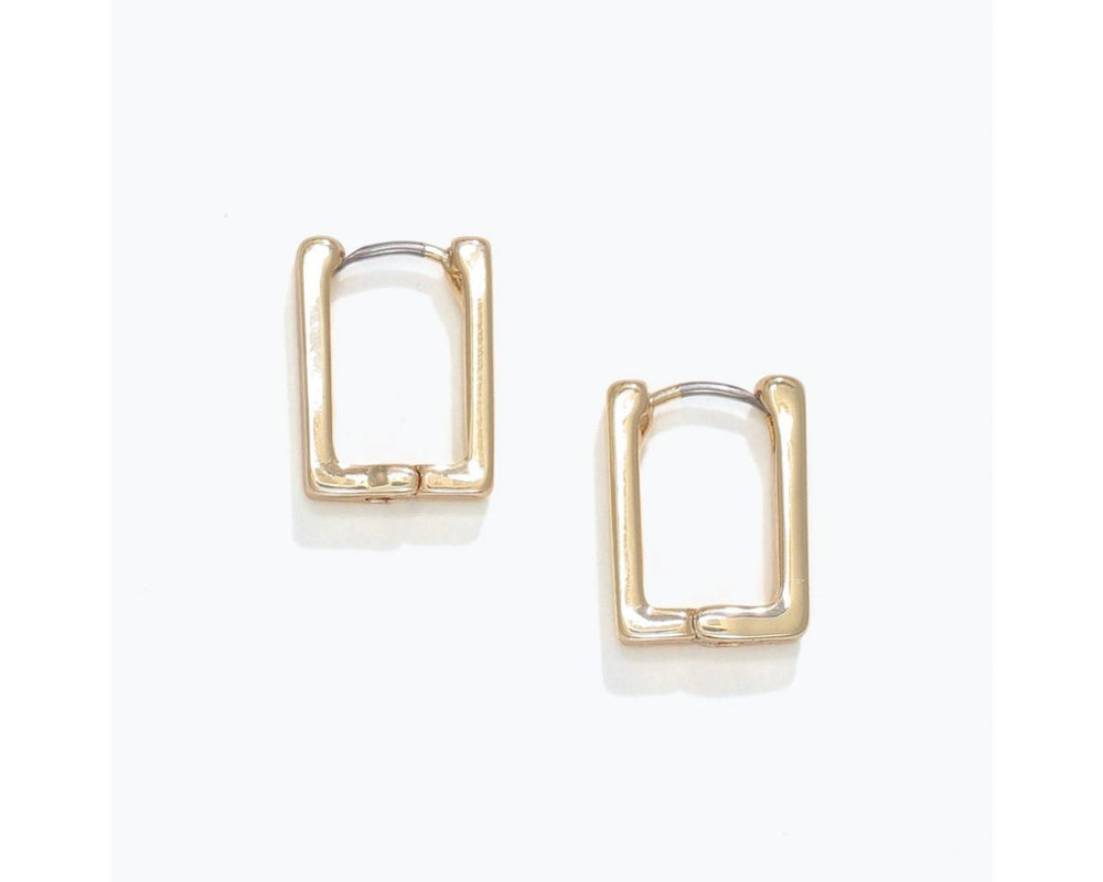Gold Rectangle Huggie Earrings