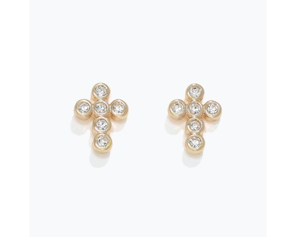 Dotted Crystal Cross Earrings