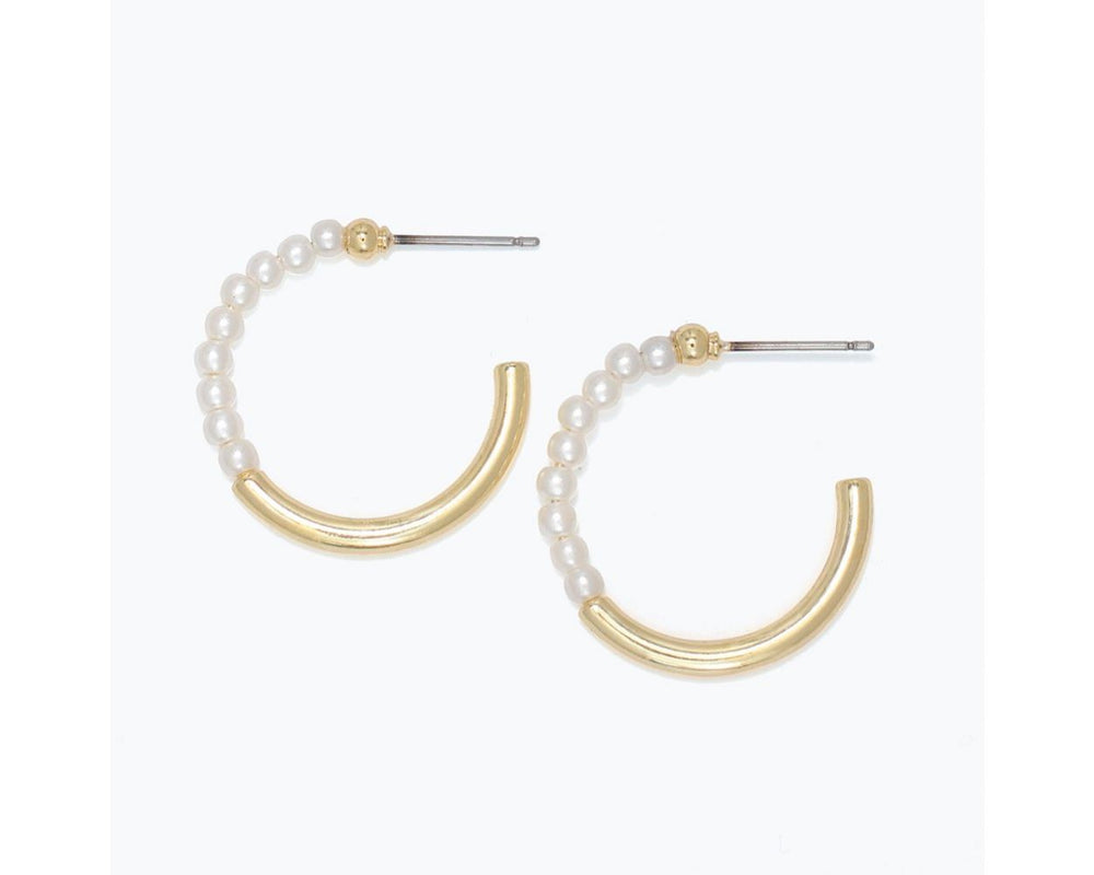 Pearl & Gold Hoop Earrings