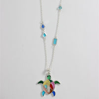 Stained Glass Resin Turtle Necklace
