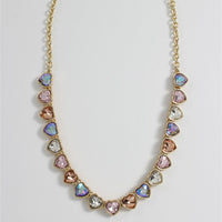 Multi Color Crystal Hearts Necklace
