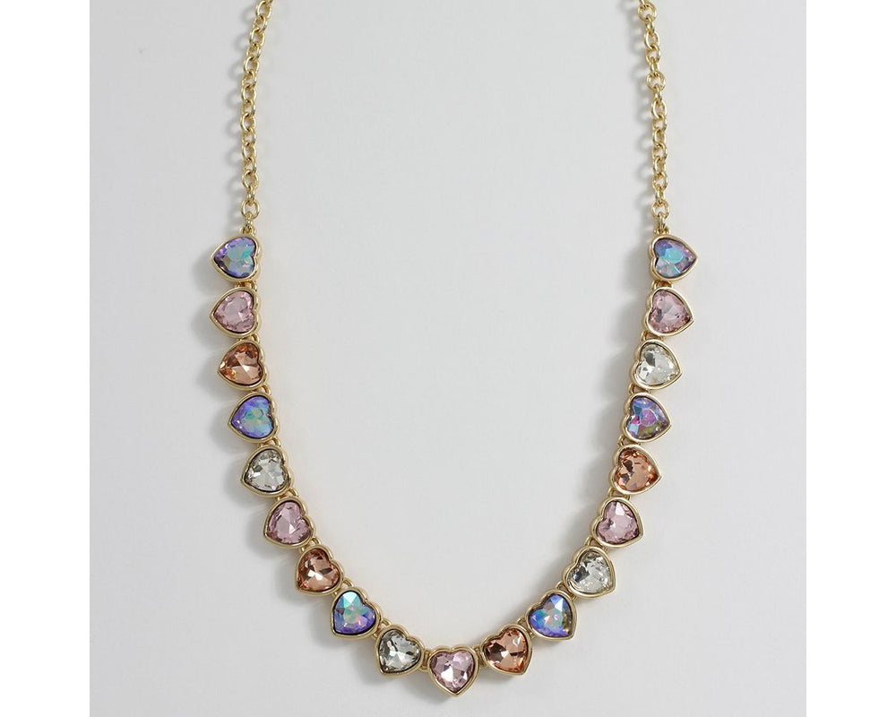 Multi Color Crystal Hearts Necklace