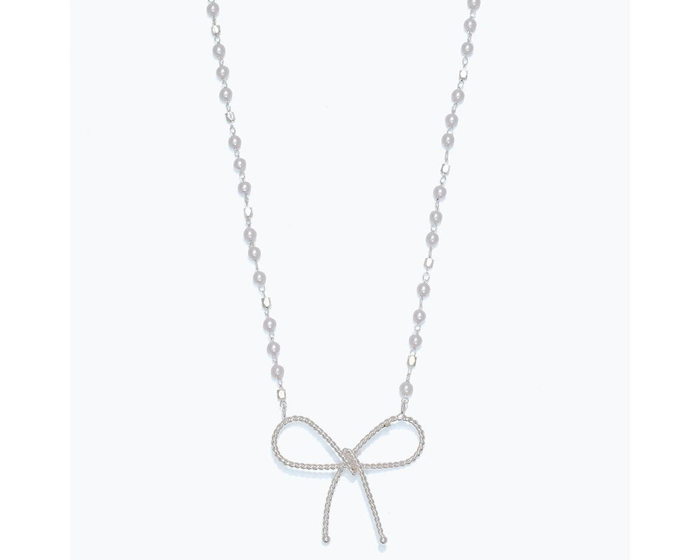 Rope Bow Pearl Necklace