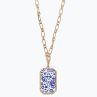 Blue & White Floral Pendant Necklace