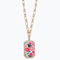 Floral Framed Gold Pendant Necklace