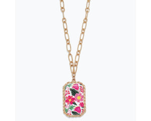 Floral Framed Gold Pendant Necklace