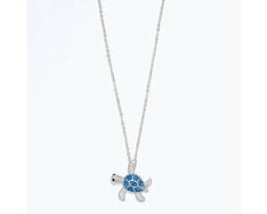 Blue Sea Turtle Resin Necklace