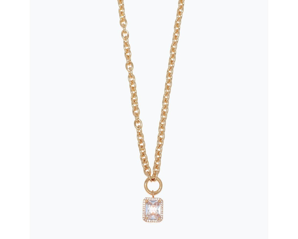 Faceted Crystal Pendant Gold Chain Necklace