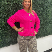 Hot Pink Button Down Cardigan