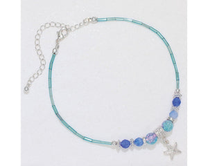 Starfish Crackle Bead Anklet