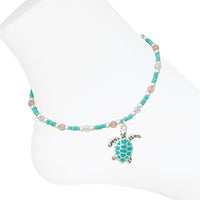 Swimming Enamel Turtle Anklet