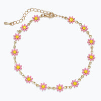 Pink Flower Anklet