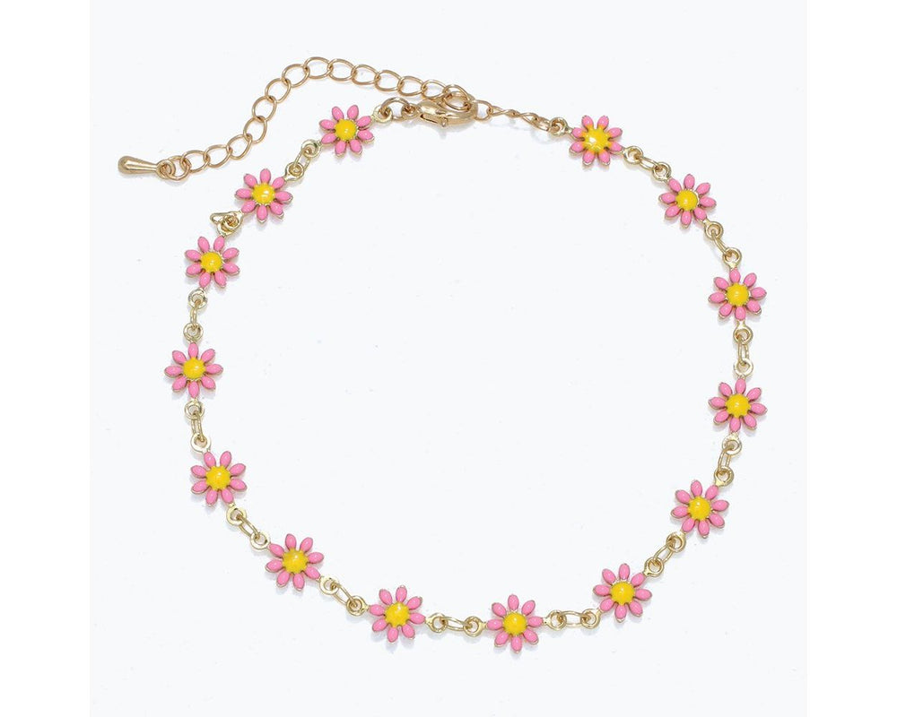 Pink Flower Anklet