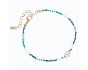 Blue Seed Bead Anklet