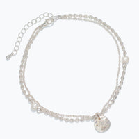Silver Sand Dollars and Pearls Anklet