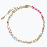 Multicolored Beads and Chain Anklet