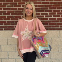 Star Patch Mineral Wash Knit Top