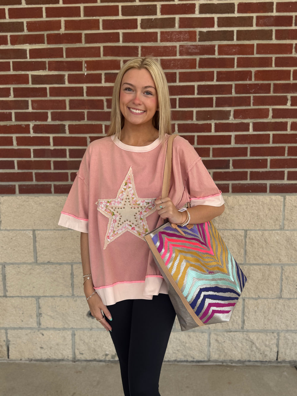 Star Patch Mineral Wash Knit Top