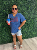 USA Flag Glitter Stars- Relaxed Fit Tee
