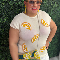 Orange Patch Knit Top